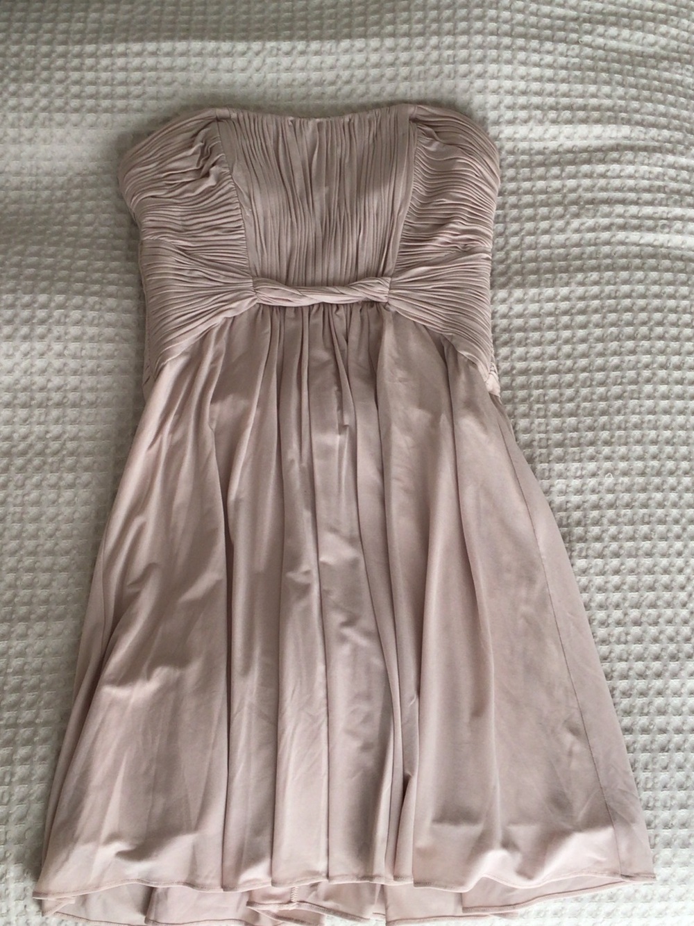 BCBGMaxAzria Strapless Pleated Chiffon Dress in Pale Blush